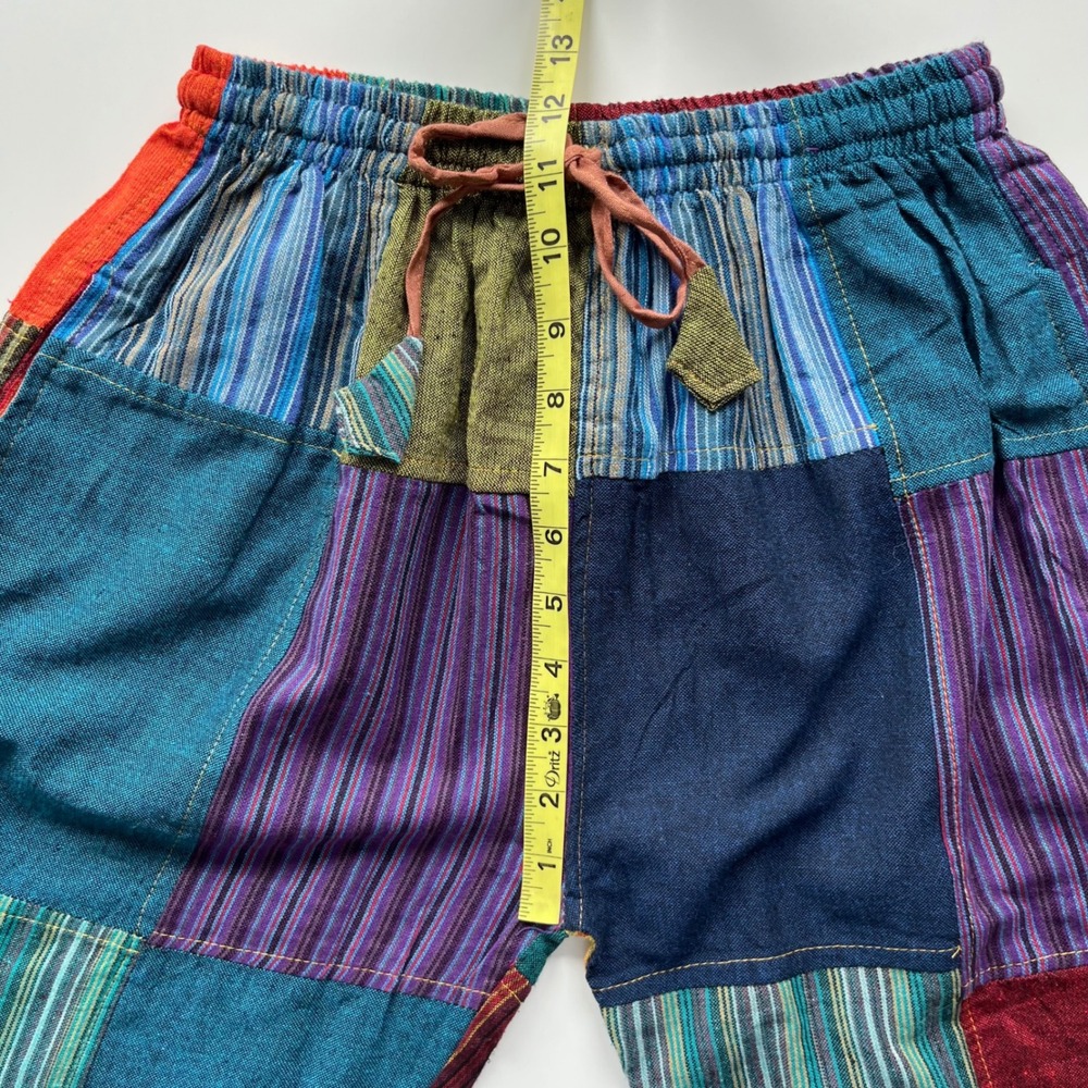 Boho Handmade Cotton Patchwork Pants Womens Small Nepal - Picture 8 of 11